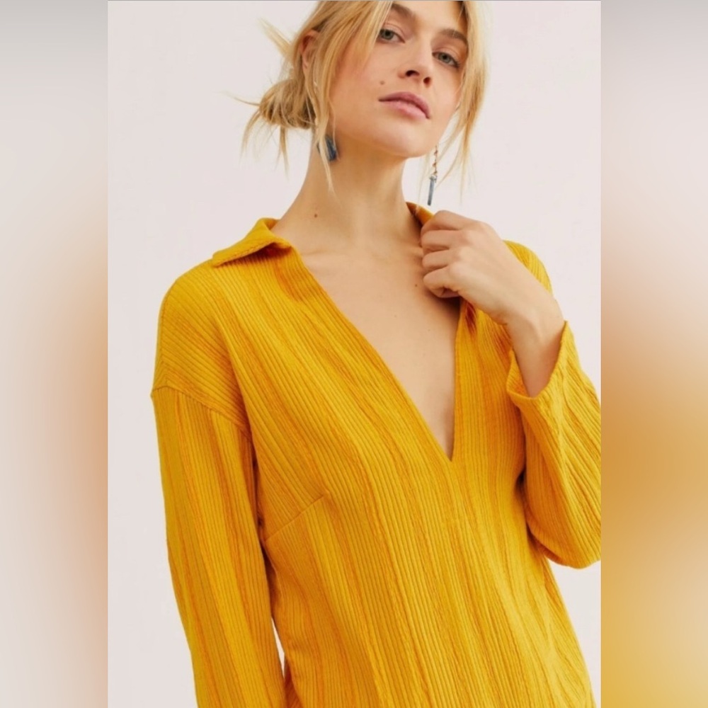 FP Beach long sleeve deep v dress